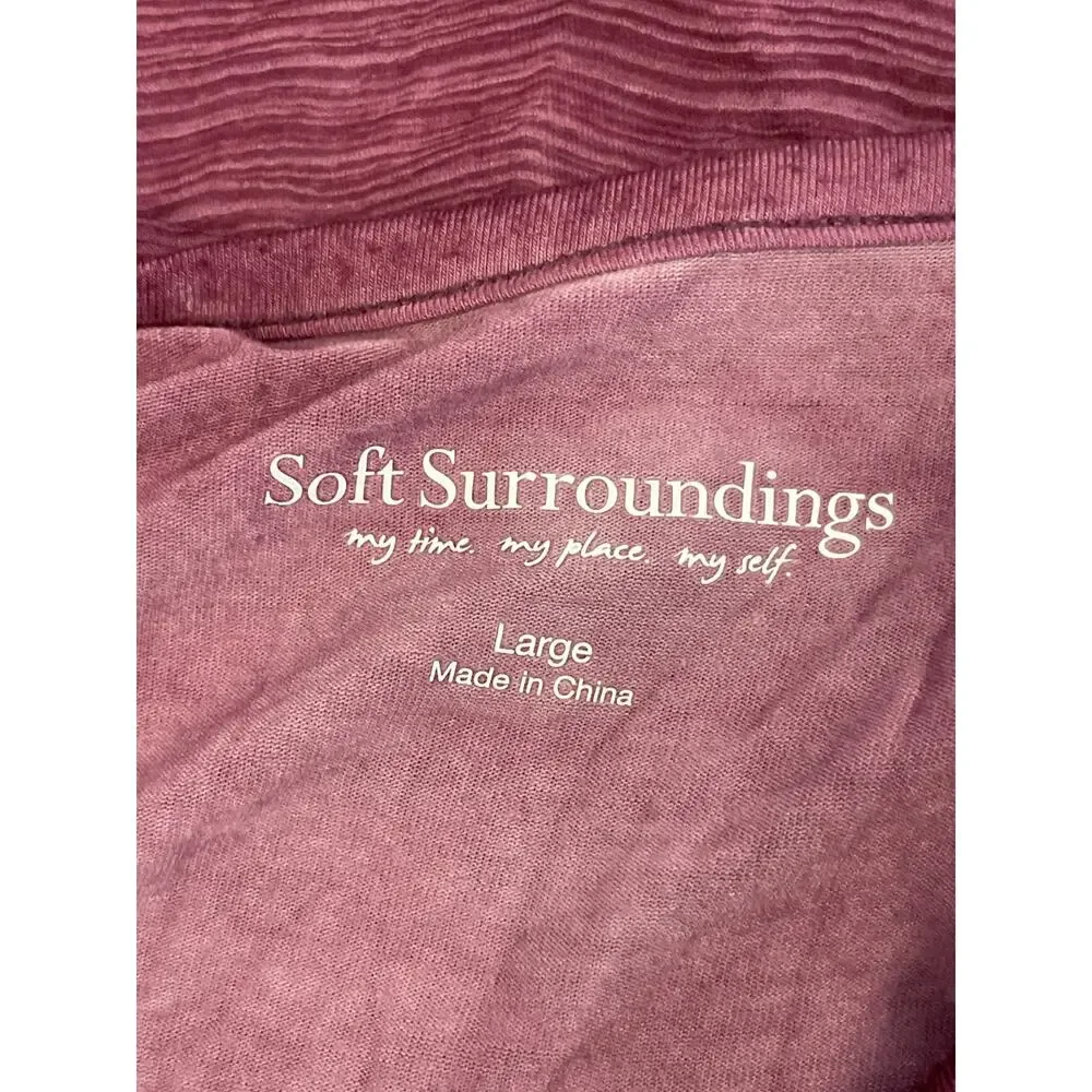 Soft Surroundings Tunic Top Womens Large Mauve Purple Crinkle100% Silk Romantic - Picture 5 of 7